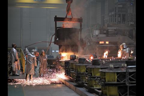 Production has begun at a modern foundry facility which Vossloh has built at the Outreau plant in northern France.